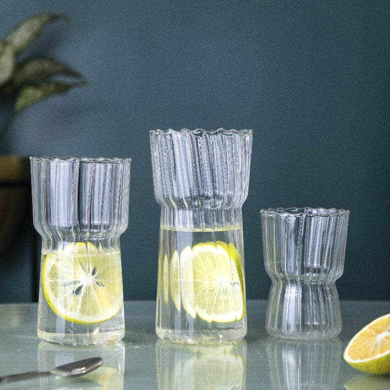 Silvia Ribbed Glass Glasses June Trading   