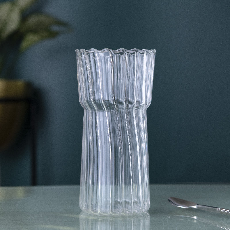 Silvia Ribbed Glass Glasses June Trading Sleek Large  