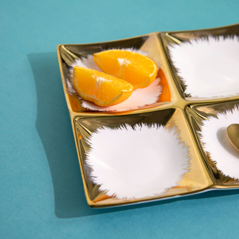 Aurulent Pattern 4 Sectioned Snack Platter