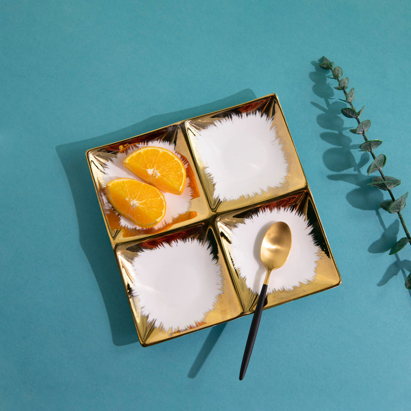 Aurulent Pattern 4 Sectioned Snack Platter