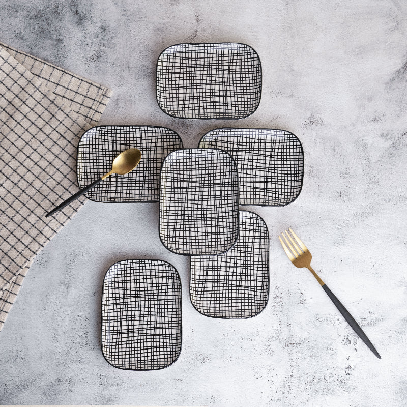 Seamless Pattern Rectangle 5.5 Inch Snack Plate (Set of 6) Snack Plate June Trading   