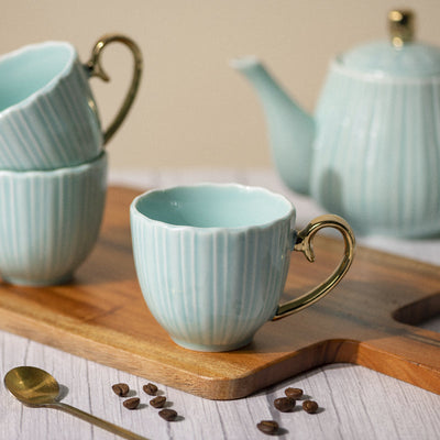 Timeless Teal Tea Cup & Kettle Set Tea & Coffee Sets June Trading   