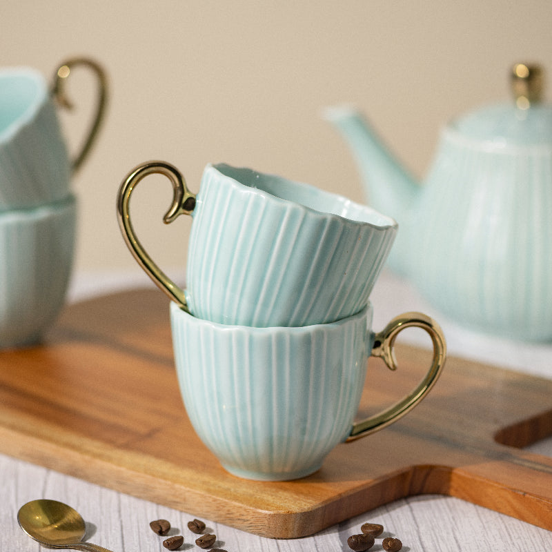 Timeless Teal Tea Cup & Kettle Set Tea & Coffee Sets June Trading   