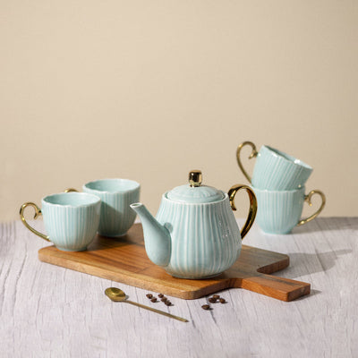 Timeless Teal Tea Cup & Kettle Set Tea & Coffee Sets June Trading   