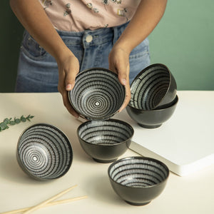 Sleek Textured Black & White Bowl Bowls June Trading   
