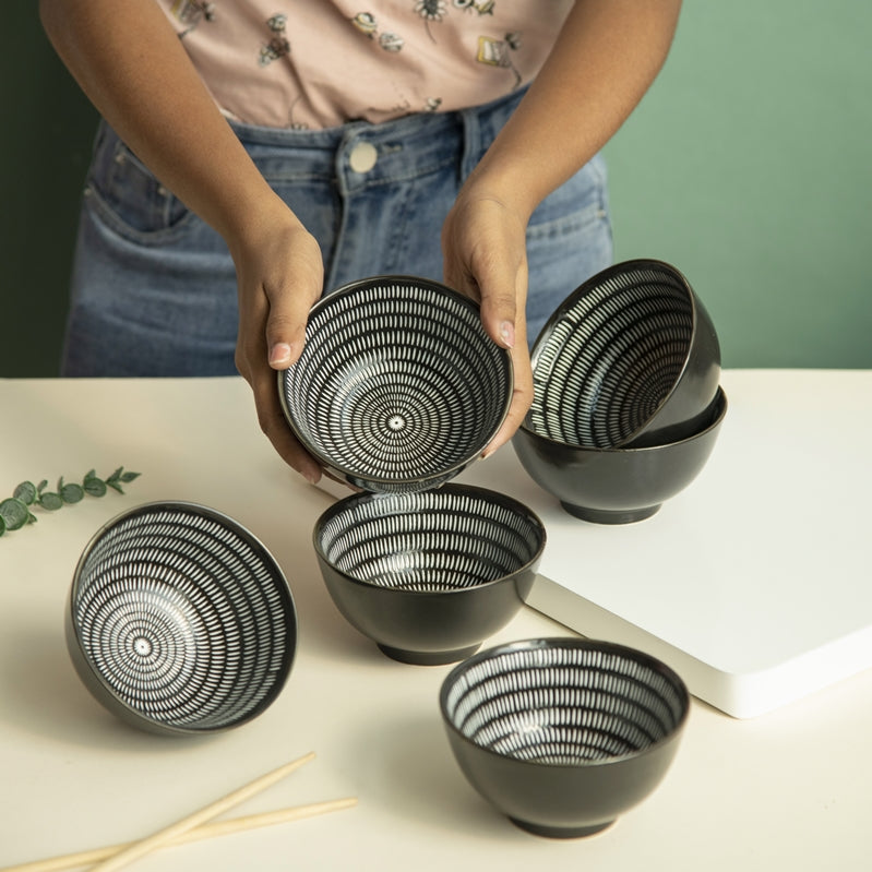Sleek Textured Black & White Bowl Bowls June Trading   
