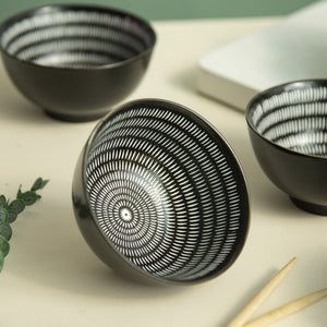 Sleek Textured Black & White Bowl Bowls June Trading   