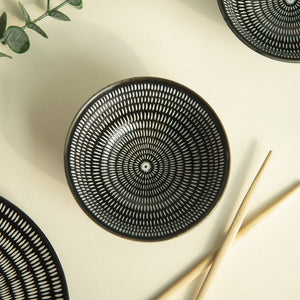 Sleek Textured Black & White Bowl Bowls June Trading   