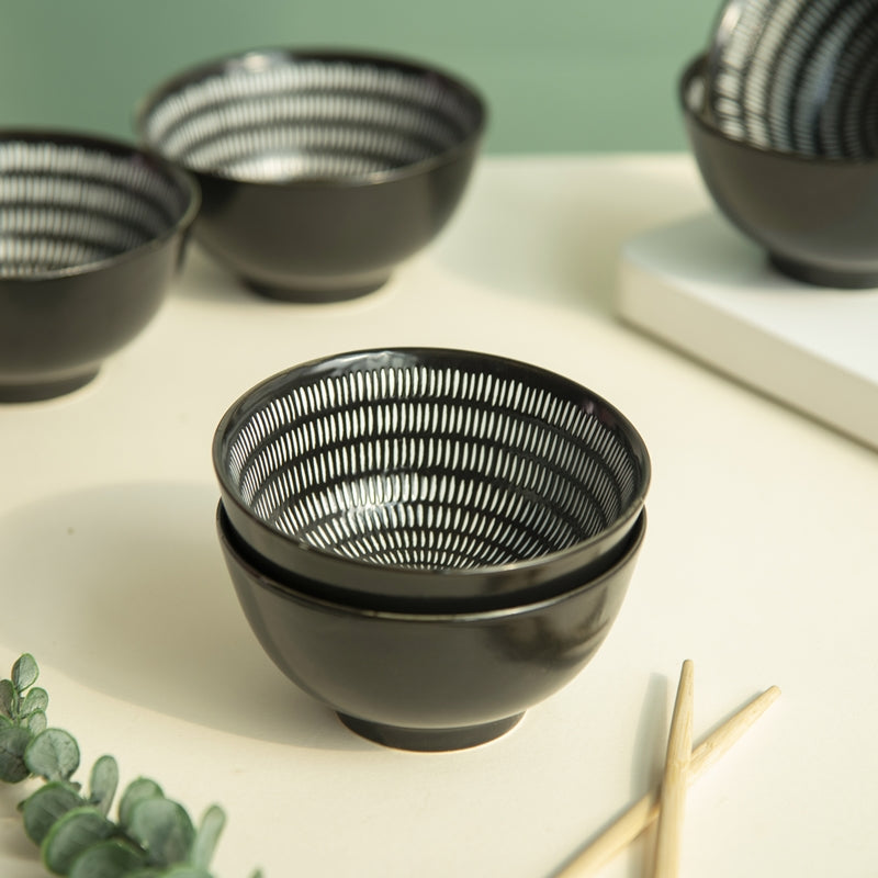 Sleek Textured Black & White Bowl Bowls June Trading   