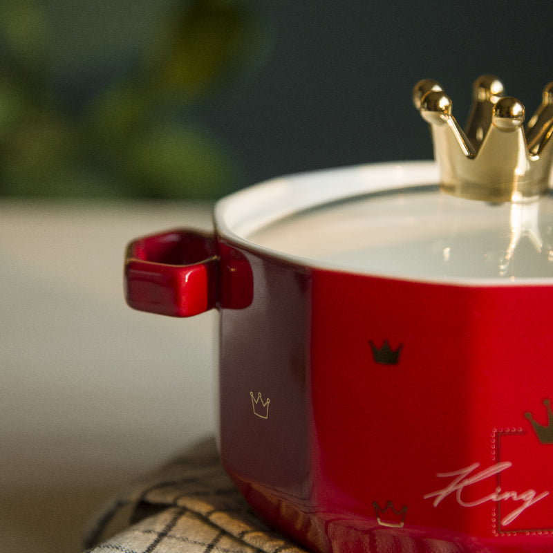 Crown On Top Ceramic Casserole with Lid Casserole June Trading   