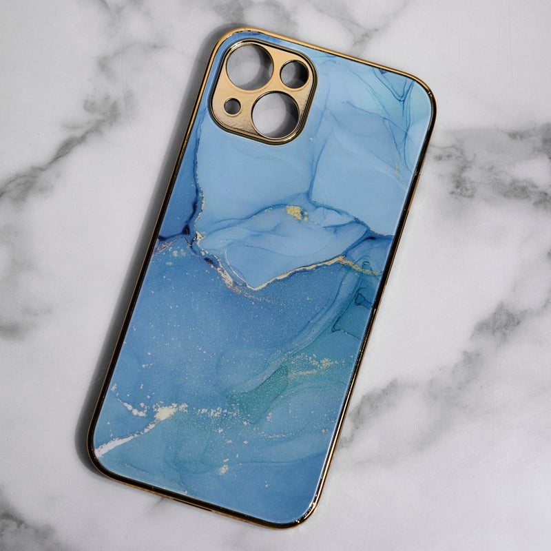 Marble Pattern Rose Gold Edge iPhone 14 Plus Case iPhone 14 Plus June Trading   