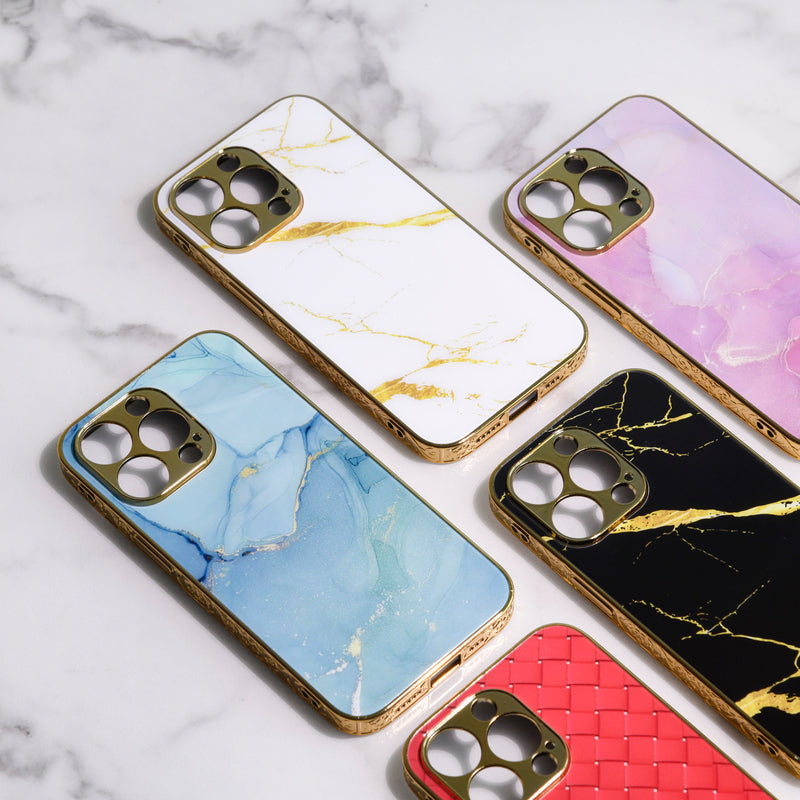 Marble Pattern Rose Gold Edge iPhone 13 Pro Max Case iPhone 13 Pro Max June Trading   