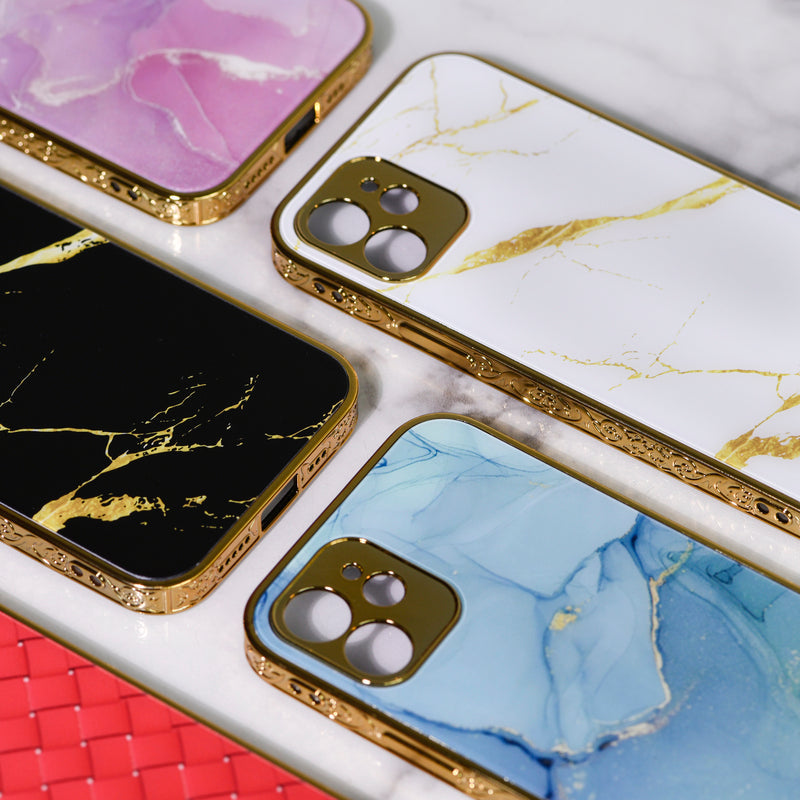 Marble Pattern Rose Gold Edge iPhone 12 Case iPhone 12 & 12 Pro June Trading   