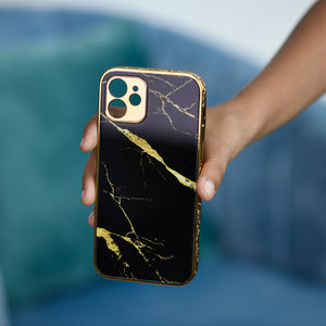 Marble Pattern Rose Gold Edge iPhone 12 Case iPhone 12 & 12 Pro June Trading   