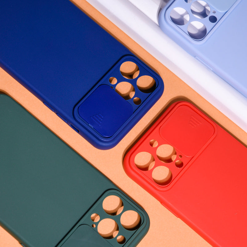 Solid Colour Silicon Case With Camera Slider For Apple iPhone 13 Pro Max