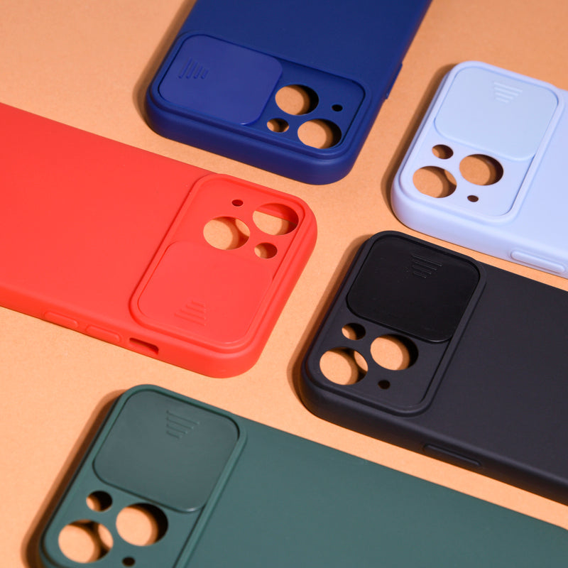 Solid Colour Silicon Case With Camera Slider For Apple iPhone 13 Pro Max