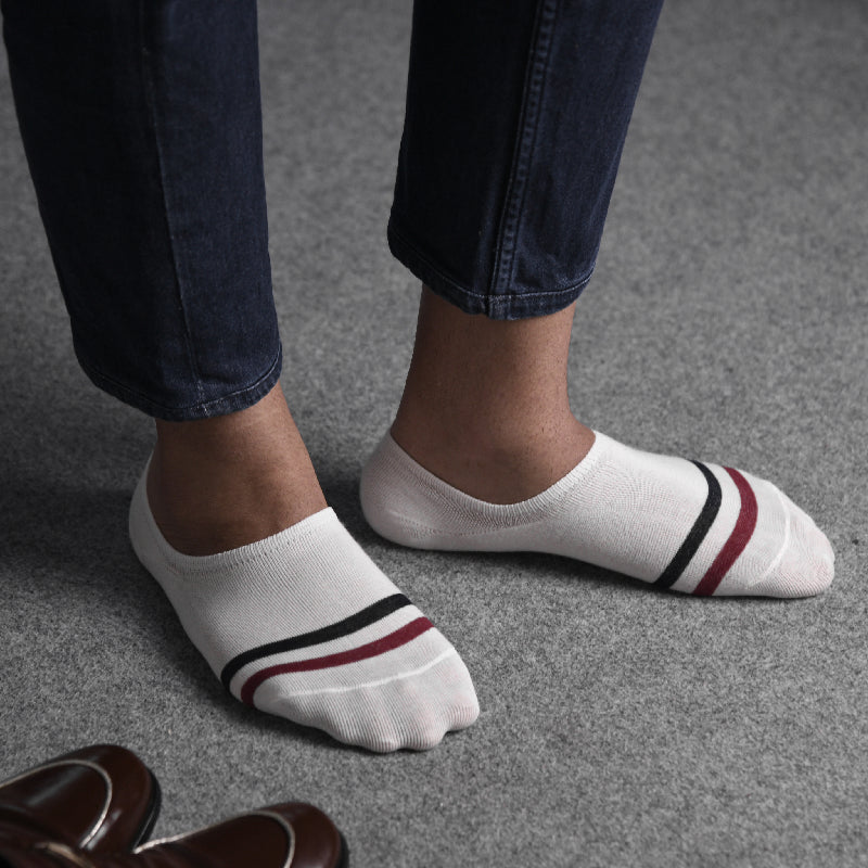 Powder White Classy Stripe Socks Men Sock ERL   