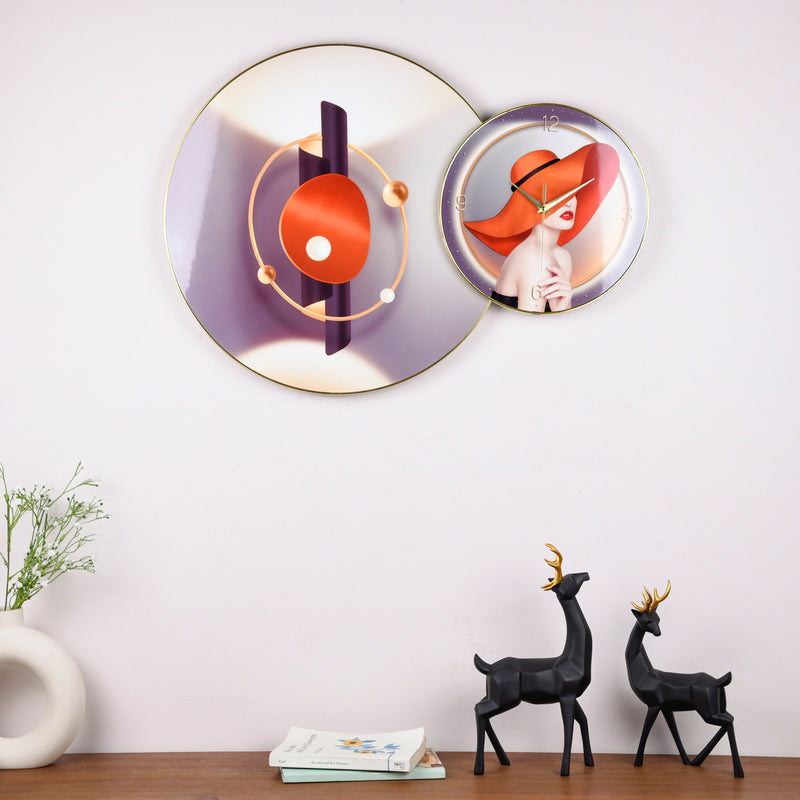 Elegant Lady In Red Hat Wall Clock Wall Clocks June Trading   