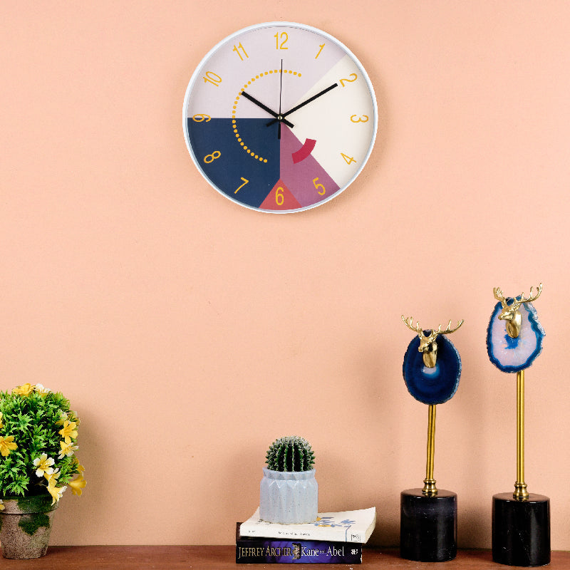 Vivid Colour-Block White-Edge Wall Clock Wall Clocks June Trading   
