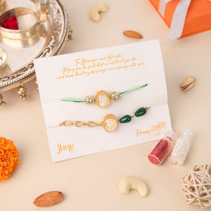 Precious Stone - Traditional Rakhis For Bhaiya & Bhabhi (Set Of 2) Rakhis June Trading   