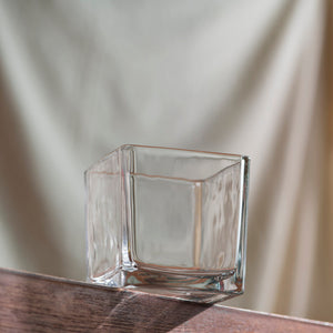 Minimalist Square Clear Glass Vase Vases June Trading   