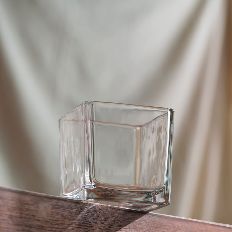 Minimalist Square Clear Glass Vase Vases June Trading   