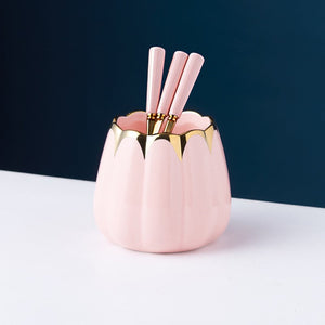 Empyrean Cutlery Stand With Spoon-Fork Set Cutlery Stand June Trading Cottoncandy Pink  