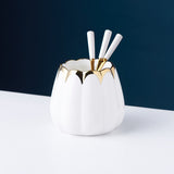 Empyrean Cutlery Stand With Spoon-Fork Set Cutlery Stand June Trading Pearl White  