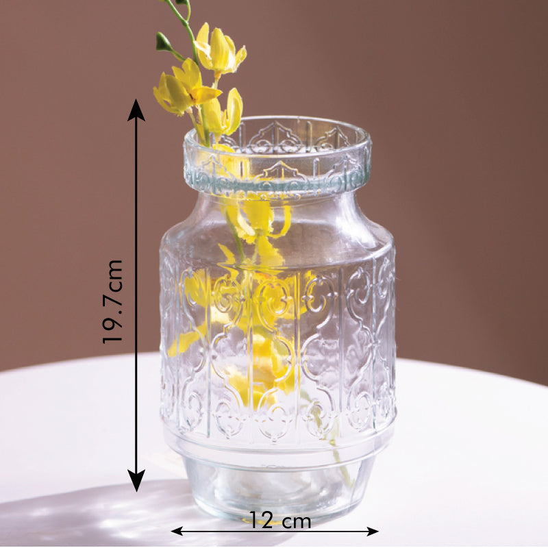 Vintage Motif Embossed Glass Vase Vases June Trading   