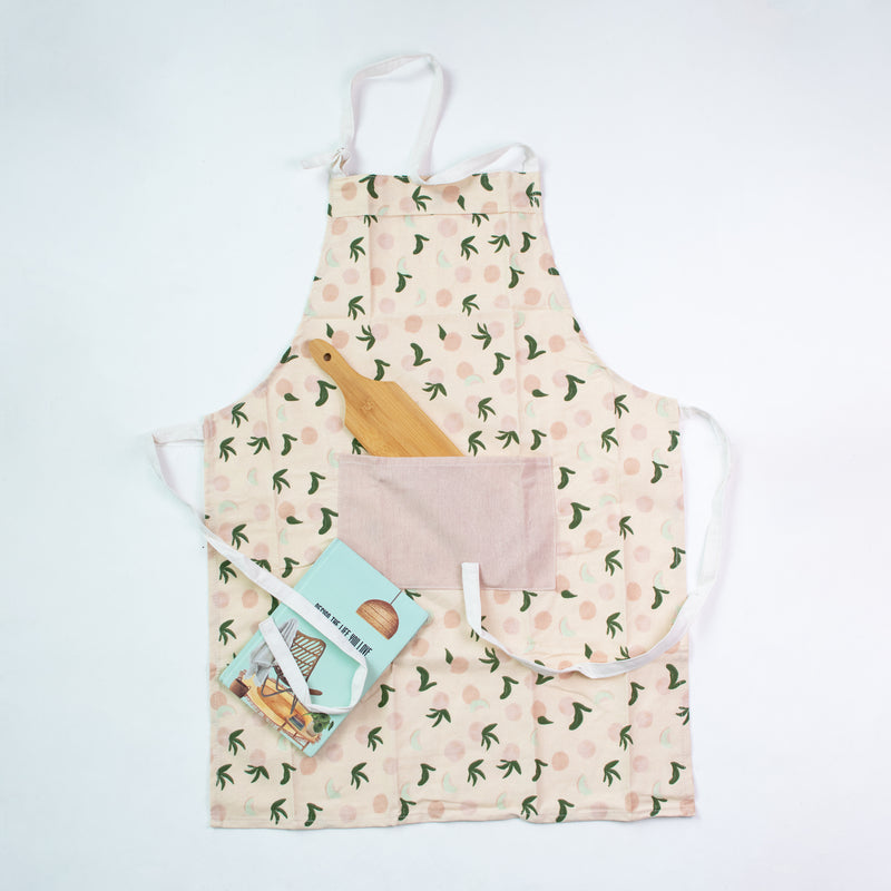 Peach Print Kitchen Apron