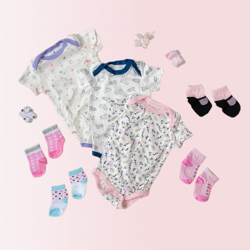 Baby Lion & Tiger Print Romper Set - ( Pack of 10 ) Baby Gift Set June Trading   