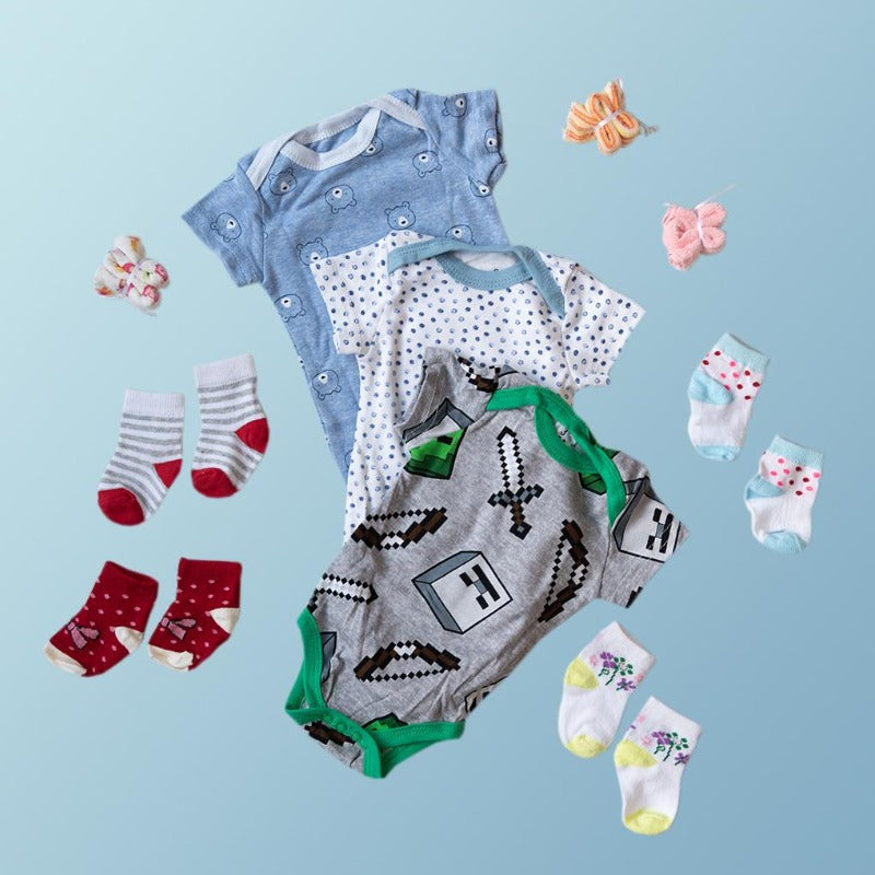 Baby Bear Face Print Romper Set - ( Pack of 10 ) Baby Gift Set June Trading   