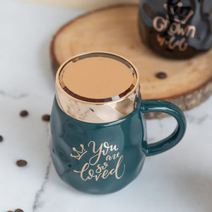 Trendy Ceramic Mug With Screw-On Lid Coffee Mugs June Trading Fern Green  