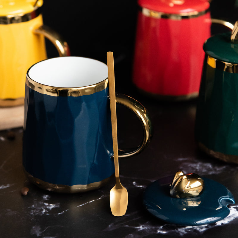 Hot Chocolate Ceramic Mug With Gold Handle Coffee Mugs June Trading   