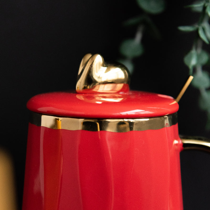 Hot Chocolate Ceramic Mug With Gold Handle Coffee Mugs June Trading   