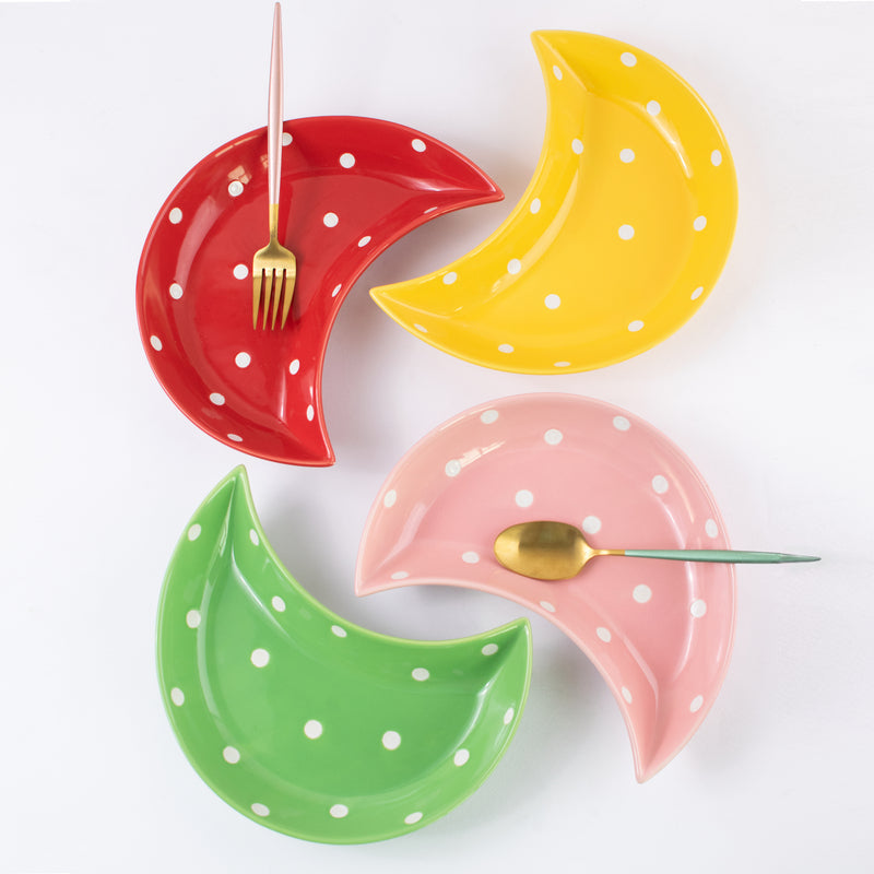 Crescent Polka Dot Serving Plate