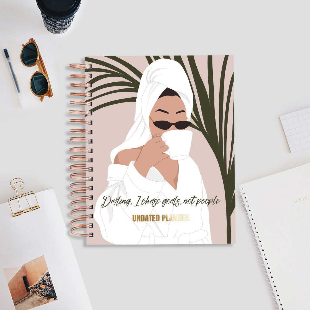 Undated Yearly Planner - Darling, I Choose Goals (2023 Collection) + Ultimate Sticker Book Undated Planners June Trading   