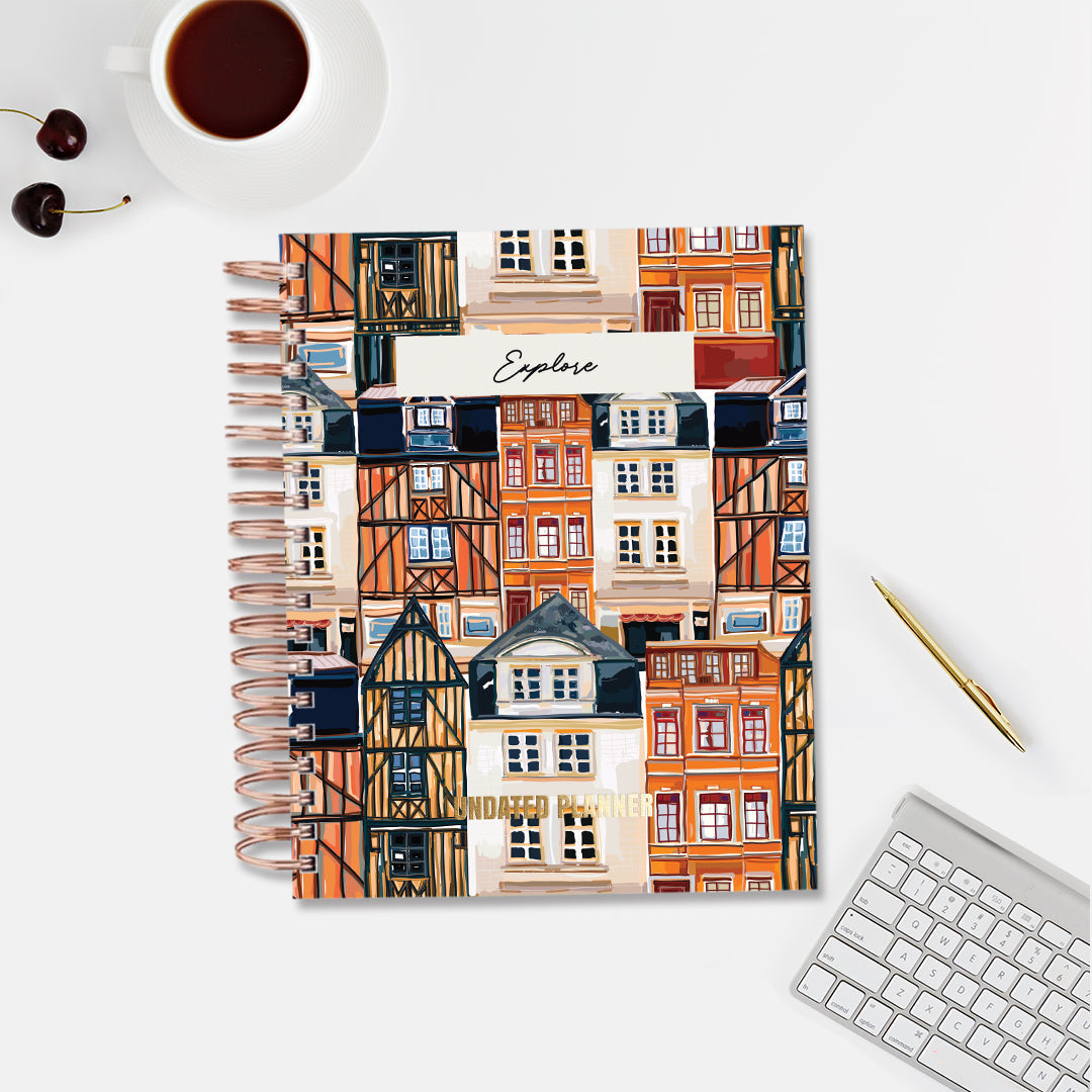 Undated Yearly Planner - Explore (2023 Collection) + Ultimate Sticker Book Undated Planners June Trading   