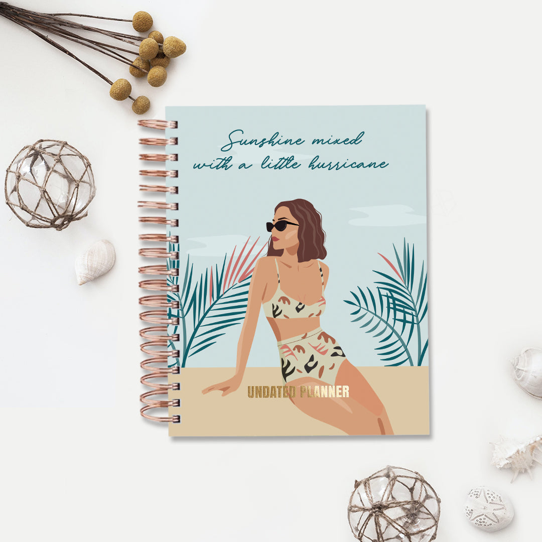 Undated Yearly Planner - Sunshine & A Little Hurricane (2023 Collection) + Ultimate Sticker Book Undated Planners June Trading   