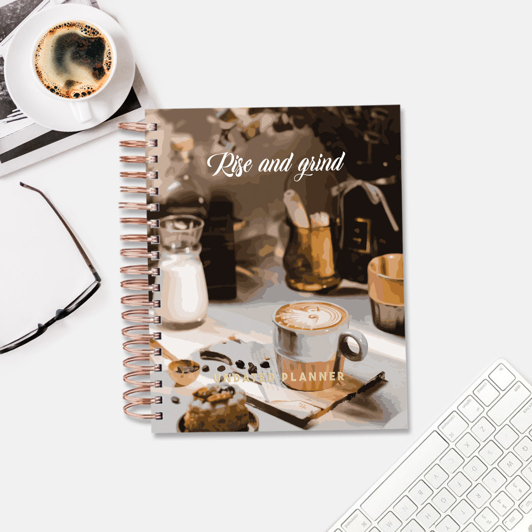 Undated Yearly Planner - Rise & Grind + Ultimate Sticker Book