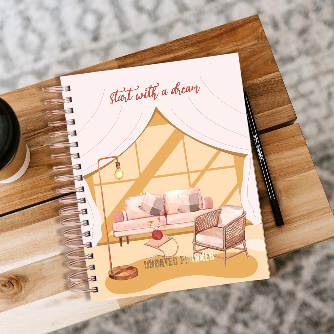 Undated Yearly Planner - Start With A Dream  + Ultimate Sticker Book