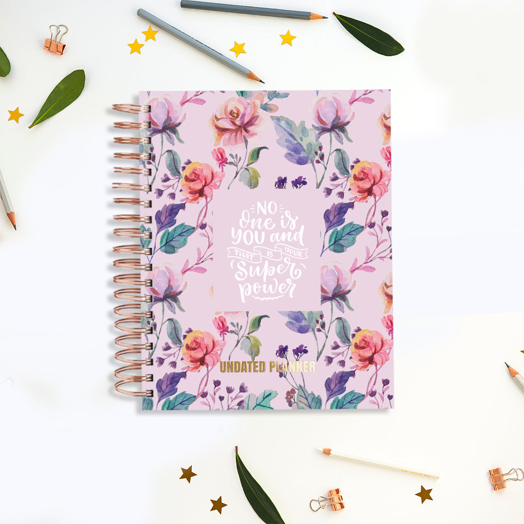 Undated Yearly Planner - Your Super Power (2023 Collection) + Ultimate Sticker Book Undated Planners June Trading   