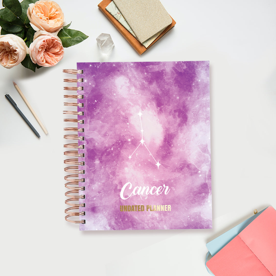 Undated Yearly Planner - Cancer (2023 Collection) + Ultimate Sticker Book Undated Planners June Trading   