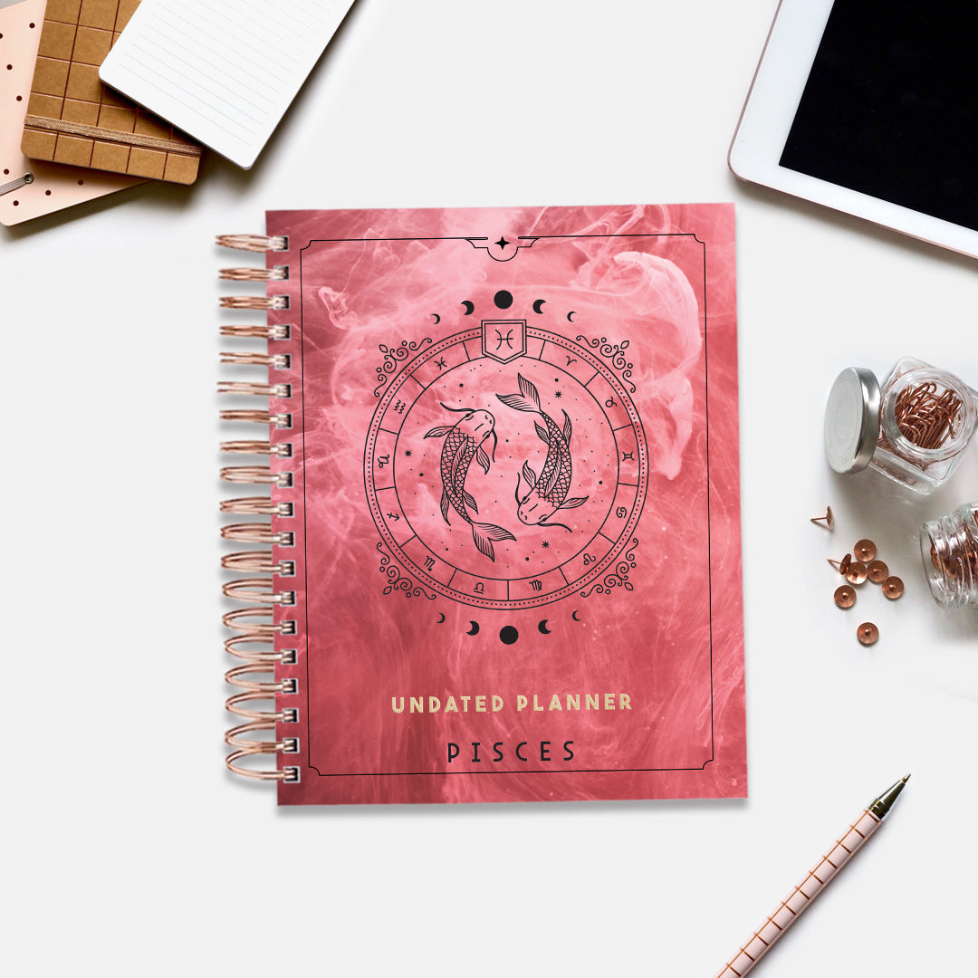 Undated Yearly Planner - Pisces + Ultimate Sticker Book