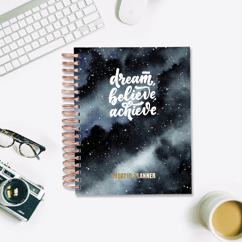 Undated Yearly Planner - Dream, Believe, Achieve