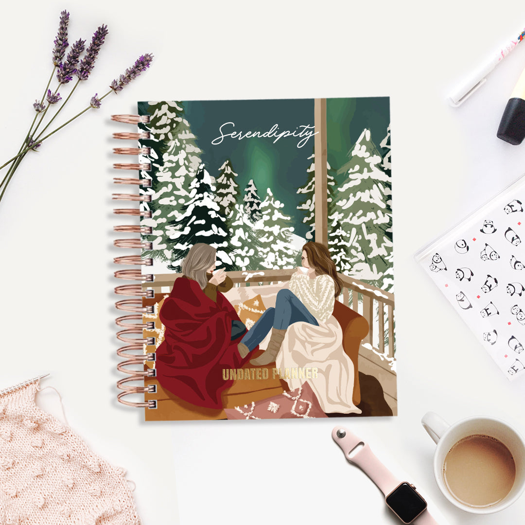 Undated Yearly Planner - Serendipity (2023 Collection) + Ultimate Sticker Book Undated Planners June Trading   