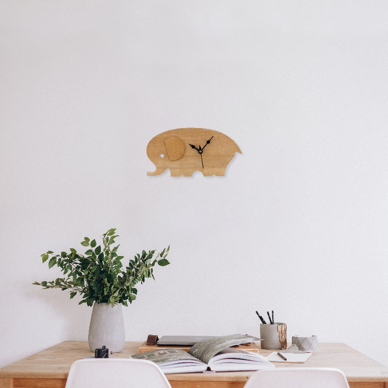 Wooden Elephant Clock Wall CLocks June Trading   