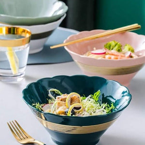 Serving Bowl With Gold Pattern Serving Bowls June Trading   