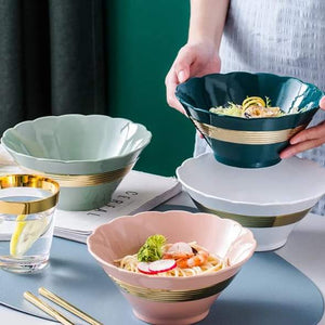Serving Bowl With Gold Pattern Serving Bowls June Trading   