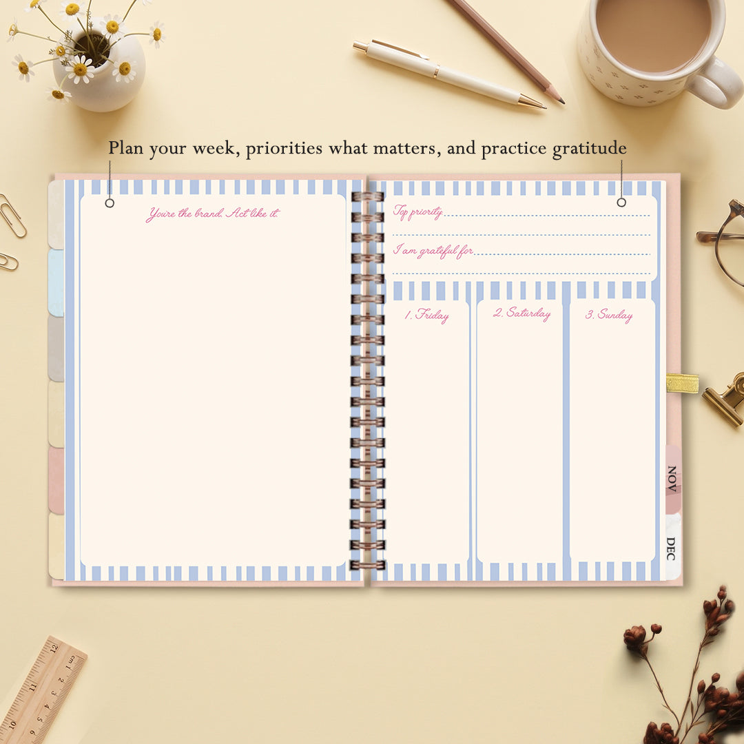 Inside the 2027 dated planner: weekly planning spread